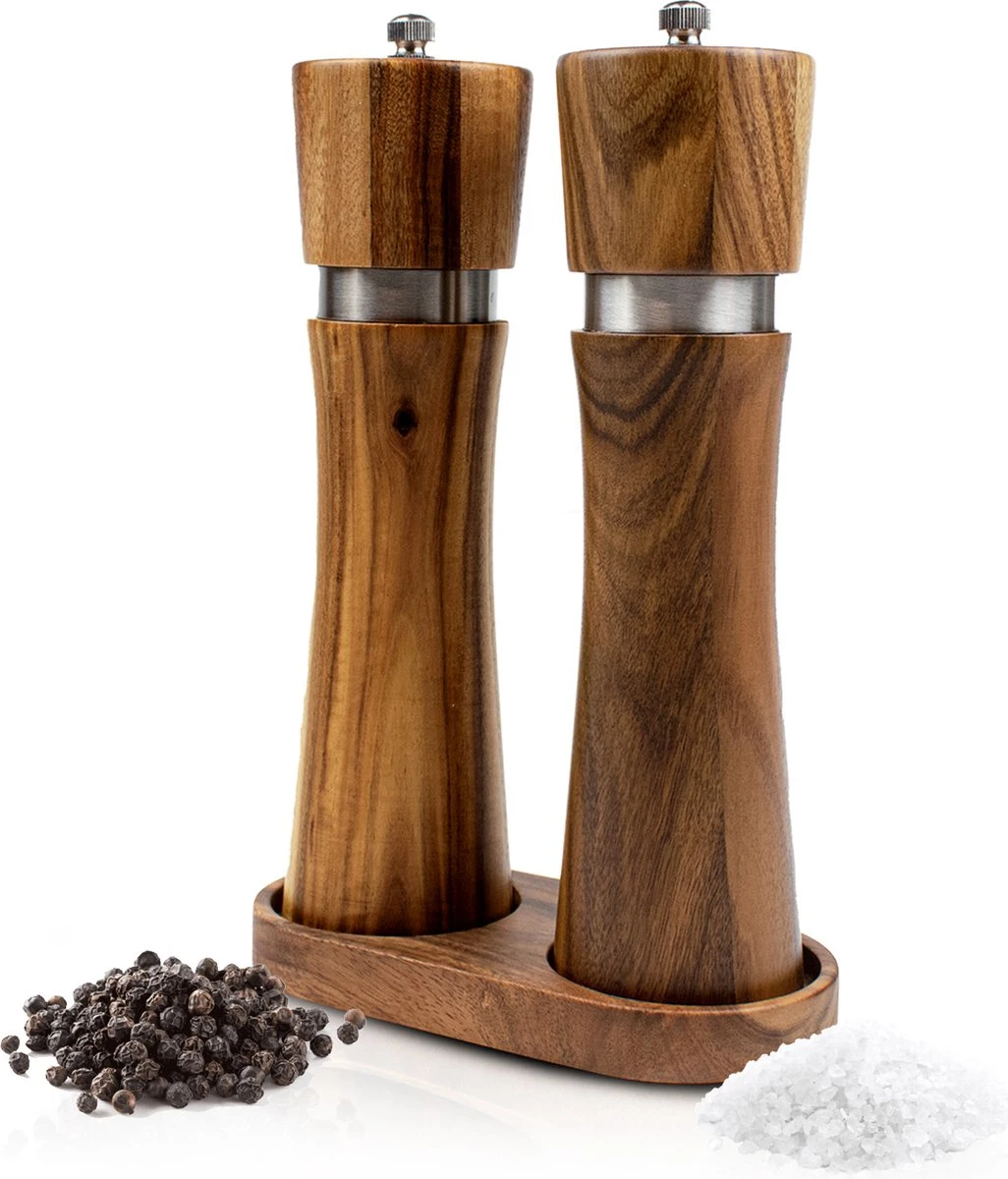Nimma® Peper en Zoutmolen Set - Incl Navul Lepel - Verstelbare Maalgraad - Acacia Hout Nimma® Peper En Zoutmolen Set - Incl Navul Lepel - Verstelbare Maalgraad - Acacia Hout -Beroemde Keukenserie Winkel