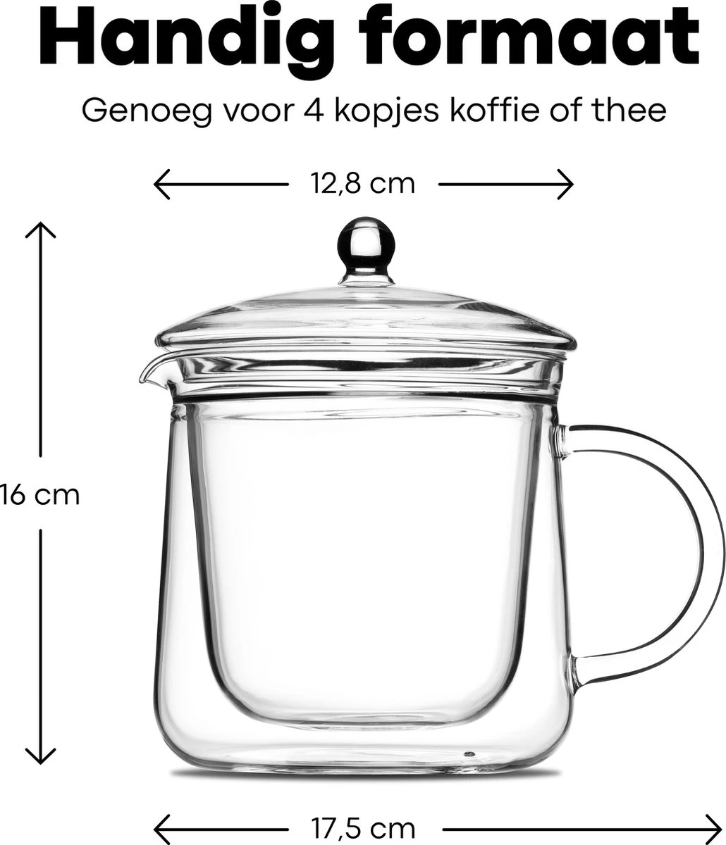 Vatten® Premium Glazen Theepot - 700ml - Dubbelwandig - Anti-drup - Transparant Vatten® Premium Glazen Theepot - 700ml - Dubbelwandig - Anti-drup - Transparant -Beroemde Keukenserie Winkel