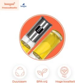 BooGoo® - RVS Olijfolie Sprayer Extreme Deluxe - Olijfolie Fles Verstuiver Voor Keuken - Oliespray - Oliefles - BBQ Accesoires - Olie Pomp Bakspray - Cooking Spray -Beroemde Keukenserie Winkel 1087x1200