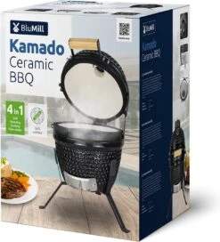 BluMill Kamado BBQ Egg - Kamado 13 Inch - Incl. Vlees Thermometer - Houtskoolbarbecues - Zwart - Ø 27cm -Beroemde Keukenserie Winkel 1090x1200