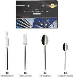 Nevana Bestekset - 24 Delig - 18/10 Edelstaal - Bestek - Lepels, Messen, Vorken -Beroemde Keukenserie Winkel 1137x1200 2