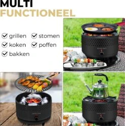 Ozocozy BBQ-ONE Houtskool Tafelbarbecue - Ø30 Cm- Zwart - Incl. Draagtas, Siliconen Bakkwast En RVS-Barbecuetang -Beroemde Keukenserie Winkel 1193x1200 3
