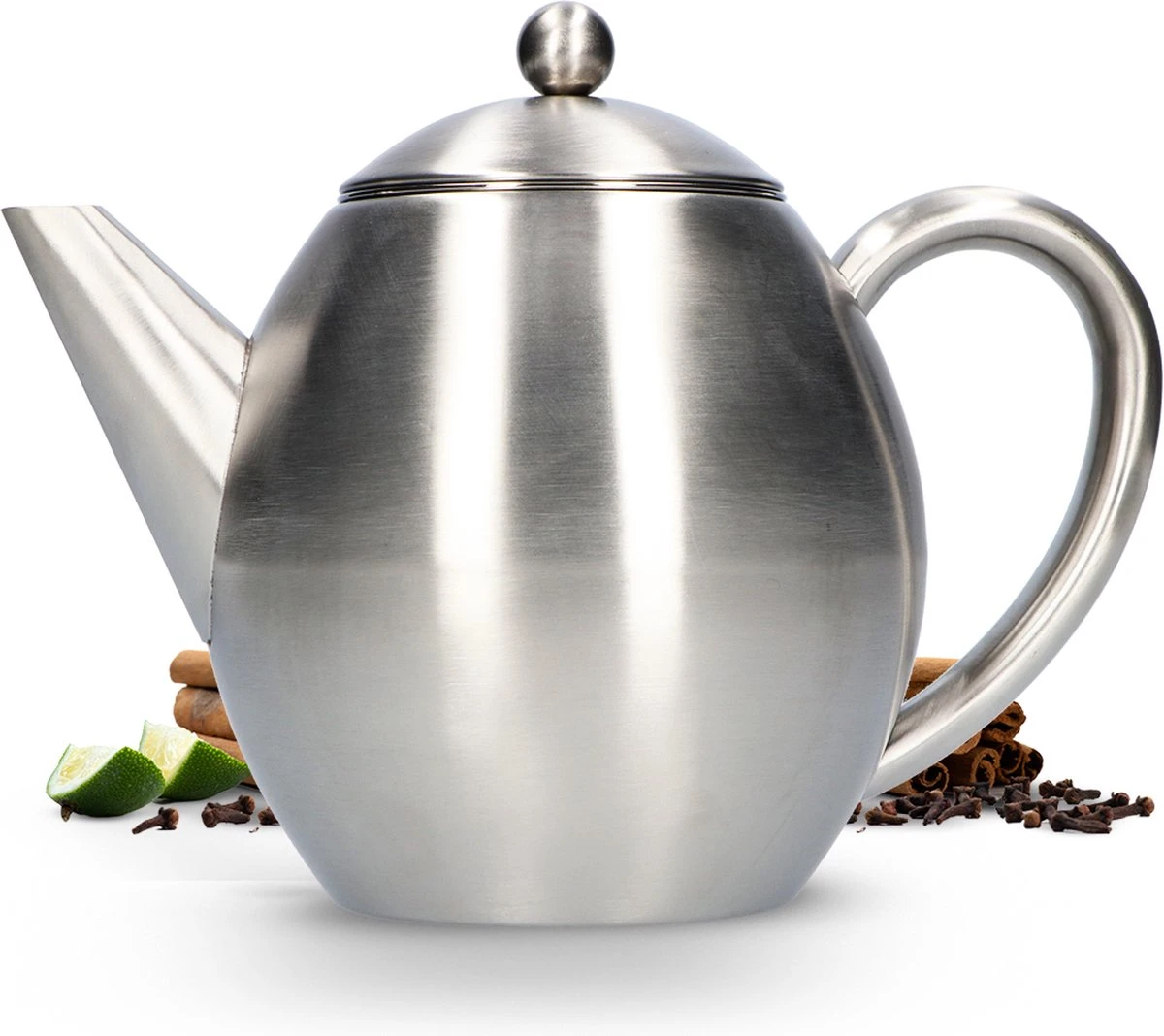 Vaja Valerie - Theepot met filter - Dubbelwandig - RVS - 1.2L Vaja Valerie - Theepot Met Filter - Dubbelwandig - RVS - 1.2L -Beroemde Keukenserie Winkel