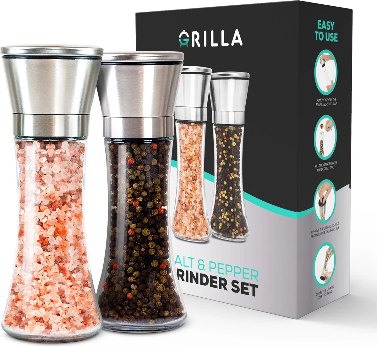 Peper en Zoutmolen Set - RVS Zout en Peperstel - Zoutvaatje en Pepermolen - 2 in 1 Peper En Zoutmolen Set - RVS Zout En Peperstel - Zoutvaatje En Pepermolen - 2 In 1 -Beroemde Keukenserie Winkel 1200x1105 3