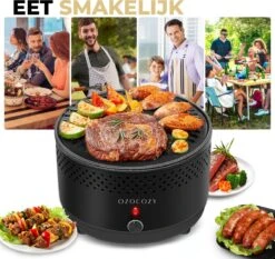 Ozocozy BBQ-ONE Houtskool Tafelbarbecue - Ø30 Cm- Zwart - Incl. Draagtas, Siliconen Bakkwast En RVS-Barbecuetang -Beroemde Keukenserie Winkel 1200x1133 1