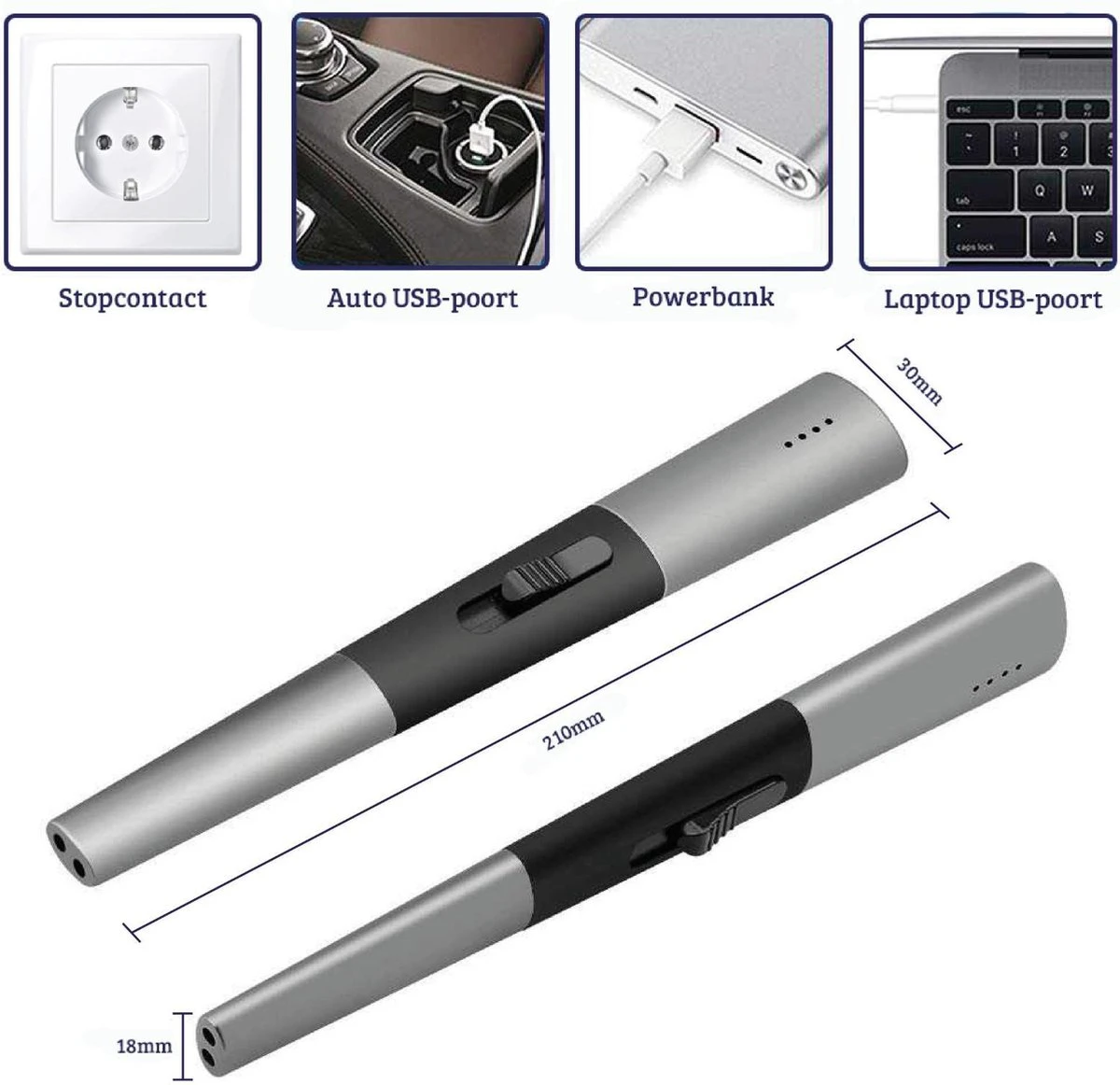 Allkinds Lange elektrische plasma aansteker - USB oplaadbaar - Vlamloze elektrische aansteker voor keuken, kaars, BBQ of openhaard - Zwart - In- en outdoor - Chique design Allkinds Lange Elektrische Plasma Aansteker - USB Oplaadbaar - Vlamloze Elektrische Aansteker Voor Keuken, Kaars, BBQ Of Openhaard - Zwart - In- En Outdoor - Chique Design -Beroemde Keukenserie Winkel