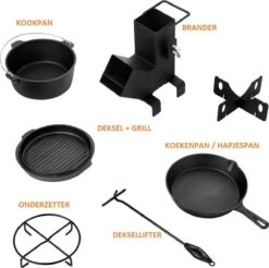 Dutch Mountains Gietijzeren Pannenset 7-delig - Dutch Oven – Braadpan - Grillpan - Hapjespan - Kookset In Houten Transportkist - Deksellifter - Brander -Beroemde Keukenserie Winkel 1200x1197 4