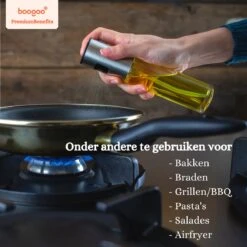 BooGoo® - RVS Olijfolie Sprayer Extreme Deluxe - Olijfolie Fles Verstuiver Voor Keuken - Oliespray - Oliefles - BBQ Accesoires - Olie Pomp Bakspray - Cooking Spray -Beroemde Keukenserie Winkel 1200x1199 5
