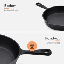 Ocina Gietijzeren Pan – Set Van 3 Stuks – ø25cm, ø19.5cm En ø16cm - Skillet - Koekenpan – Hapjespan – Koekenpan Inductie – Koekenpannenset - Gietijzeren Pan Bbq - Gietijzer - Incl. Receptenboek -Beroemde Keukenserie Winkel 1200x1200 112