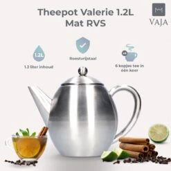 Vaja Valerie - Theepot Met Filter - Dubbelwandig - RVS - 1.2L 10 Vaja Valerie - Theepot Met Filter - Dubbelwandig - RVS - 1.2L -Beroemde Keukenserie Winkel 1200x1200 369