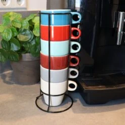 Orange85 Koffiekopjes - Met Houder - Set Van 6 - Gekleurd - 300 Ml - Keramiek -Beroemde Keukenserie Winkel 1200x1200 374