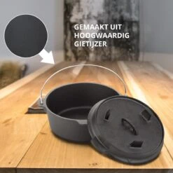 Dutch Mountains Gietijzeren Pannenset 7-delig - Dutch Oven – Braadpan - Grillpan - Hapjespan - Kookset In Houten Transportkist - Deksellifter - Brander -Beroemde Keukenserie Winkel 1200x1200 463
