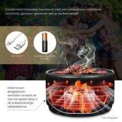 Ozocozy BBQ-ONE Houtskool Tafelbarbecue - Ø30 Cm- Zwart - Incl. Draagtas, Siliconen Bakkwast En RVS-Barbecuetang -Beroemde Keukenserie Winkel 1200x1200 541