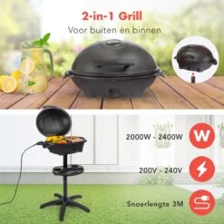 KitchenBrothers Elektrische BBQ - Met Grillplaat - Anti-aanbaklaag - Incl. Plank/Houders - Grilloppervlak 46,5x33,8cm - Tot 300°C - 2400W - Zwart 5 KitchenBrothers Elektrische BBQ - Met Grillplaat - Anti-aanbaklaag - Incl. Plank/Houders - Grilloppervlak 46,5x33,8cm - Tot 300°C - 2400W - Zwart -Beroemde Keukenserie Winkel 1200x1200 561