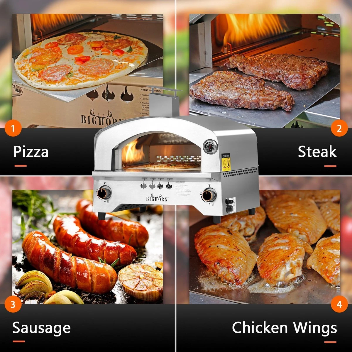 Bighorn Outdoor Edelstaal Gas Pizza Oven - Draagbare Gas Barbecue - Edelstaal -Model SRGG20001 Bighorn Outdoor Edelstaal Gas Pizza Oven - Draagbare Gas Barbecue - Edelstaal -Model SRGG20001 -Beroemde Keukenserie Winkel 1200x1200 581