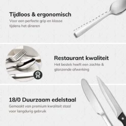 Deleca 8 Persoons Bestekset (48-delig) - Lepels, Messen, Vorken & Steakmessen - Vaatwasserbestendig - Zilver / RVS -Beroemde Keukenserie Winkel 1200x1200 674