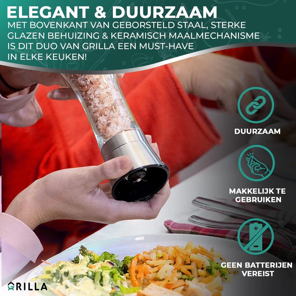 Peper en Zoutmolen Set - RVS Zout en Peperstel - Zoutvaatje en Pepermolen - 2 in 1 Peper En Zoutmolen Set - RVS Zout En Peperstel - Zoutvaatje En Pepermolen - 2 In 1 -Beroemde Keukenserie Winkel 1200x1200 707