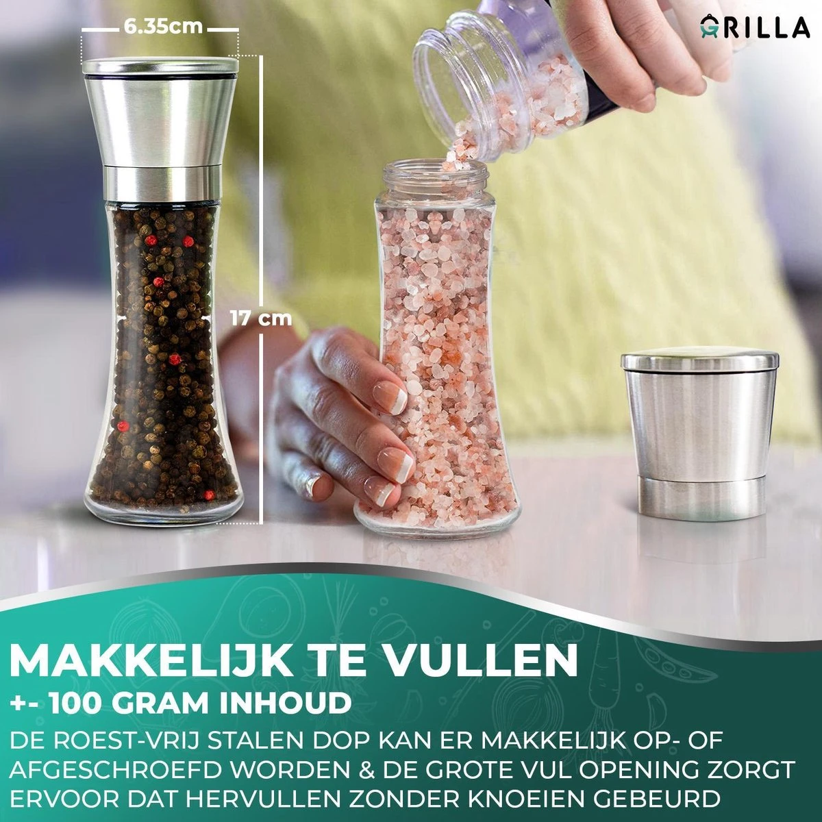 Peper en Zoutmolen Set - RVS Zout en Peperstel - Zoutvaatje en Pepermolen - 2 in 1 Peper En Zoutmolen Set - RVS Zout En Peperstel - Zoutvaatje En Pepermolen - 2 In 1 -Beroemde Keukenserie Winkel 1200x1200 710