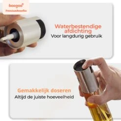 BooGoo® - RVS Olijfolie Sprayer Extreme Deluxe - Olijfolie Fles Verstuiver Voor Keuken - Oliespray - Oliefles - BBQ Accesoires - Olie Pomp Bakspray - Cooking Spray -Beroemde Keukenserie Winkel 1200x1200 718