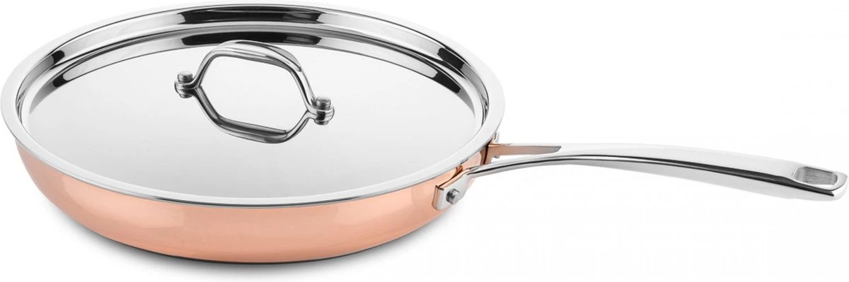 Koekenpan Ø26cm met deksel - inductie - koper - DUCQ Koekenpan Ø26cm Met Deksel - Inductie - Koper - DUCQ -Beroemde Keukenserie Winkel