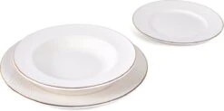 LeRijn® Serviesset Deventer 6 Persoons - 18 Delig - Licht Crème Wit Met Gouden Rand En Motief - Dinerborden - Soepborden - Dessertborden - Borden Servies - Bordenset -Beroemde Keukenserie Winkel 1200x598 1