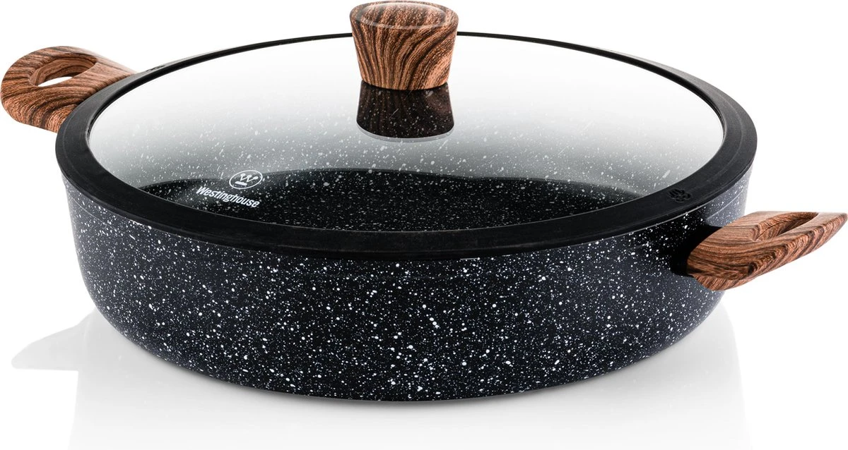 Westinghouse Hapjespan Inductie - Ø 32 cm - Zwart Marmer - Speciale Editie - Met Deksel Westinghouse Hapjespan Inductie - Ø 32 Cm - Zwart Marmer - Speciale Editie - Met Deksel -Beroemde Keukenserie Winkel