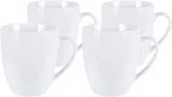 Excellent Houseware Set Van 4x Stuks Bekers/mokken Wit 380 Ml Van Porselein - Melkbekers -Beroemde Keukenserie Winkel 1200x682