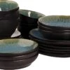 Palmer Serviesset Lotus Stoneware 6-persoons 24-delig Zwart Turquoise