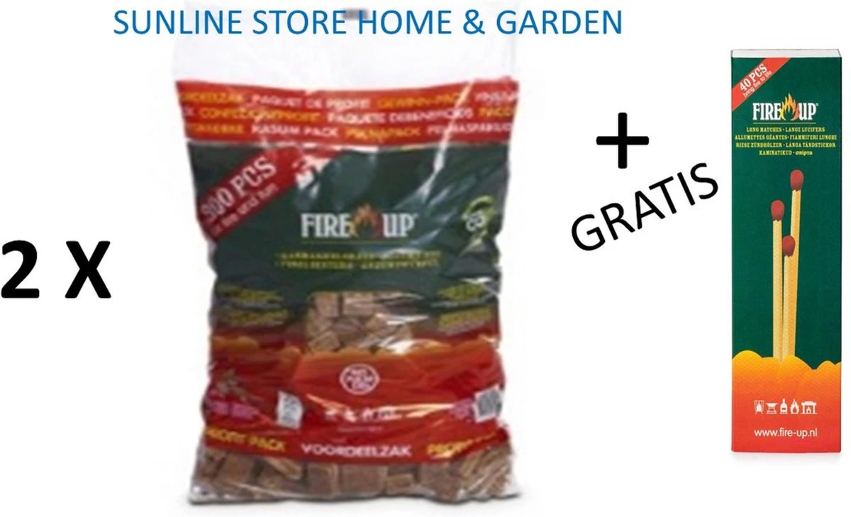 2 zakken Fire-Up aanmaakblokjes van 300 stuks + 1 Doos Lange Lucifers van 40 stuks 2 Zakken Fire-Up Aanmaakblokjes Van 300 Stuks + 1 Doos Lange Lucifers Van 40 Stuks -Beroemde Keukenserie Winkel 1200x729 1