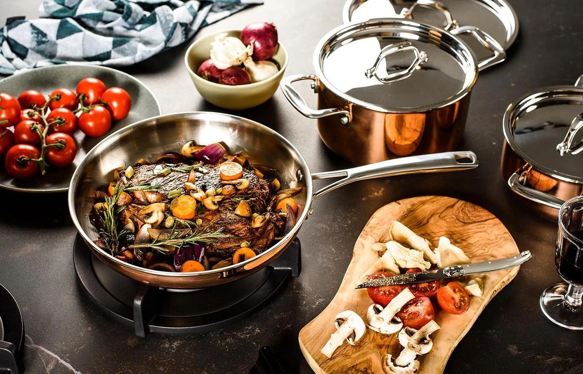 Koekenpan Ø26cm met deksel - inductie - koper - DUCQ Koekenpan Ø26cm Met Deksel - Inductie - Koper - DUCQ -Beroemde Keukenserie Winkel