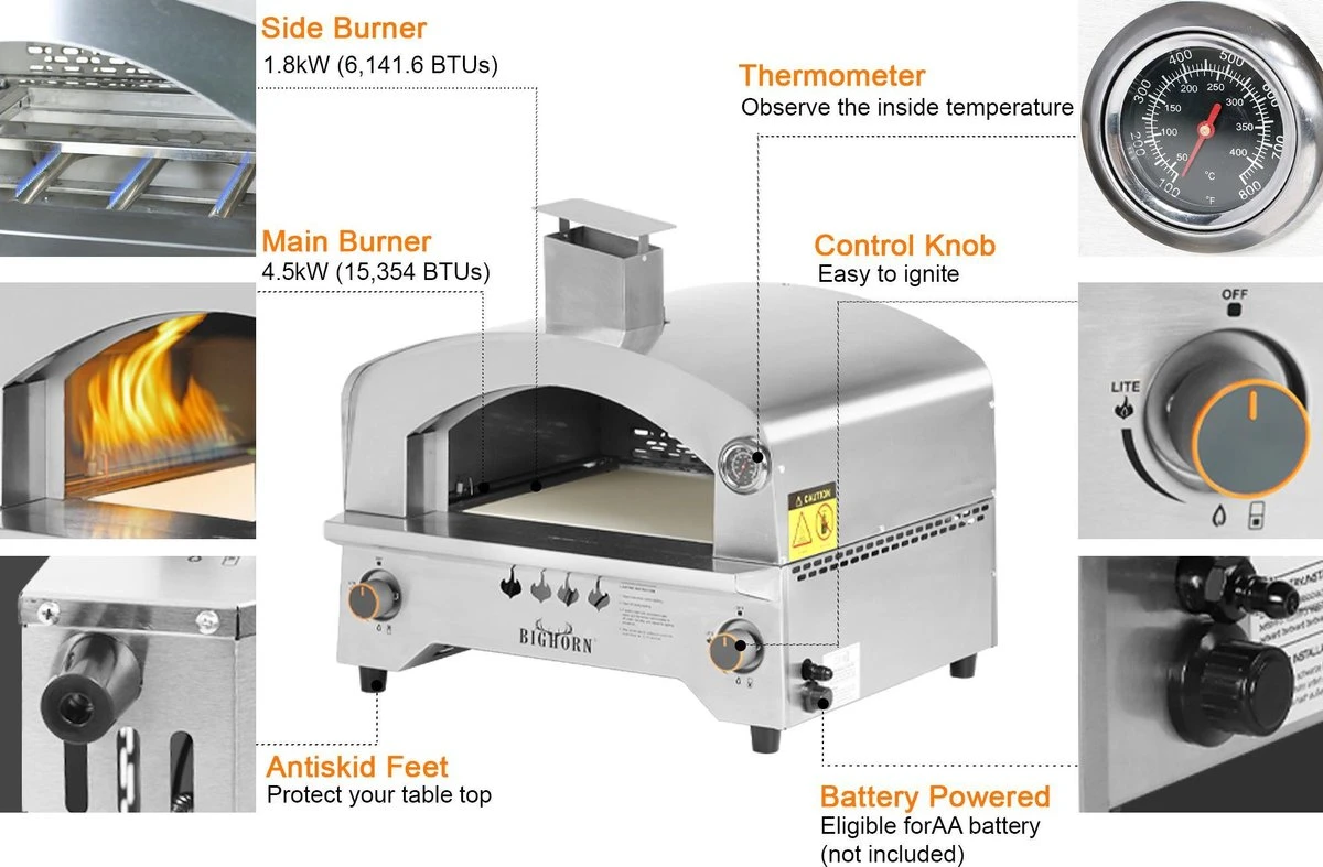 Bighorn Outdoor Edelstaal Gas Pizza Oven - Draagbare Gas Barbecue - Edelstaal -Model SRGG20001 Bighorn Outdoor Edelstaal Gas Pizza Oven - Draagbare Gas Barbecue - Edelstaal -Model SRGG20001 -Beroemde Keukenserie Winkel 1200x787 1