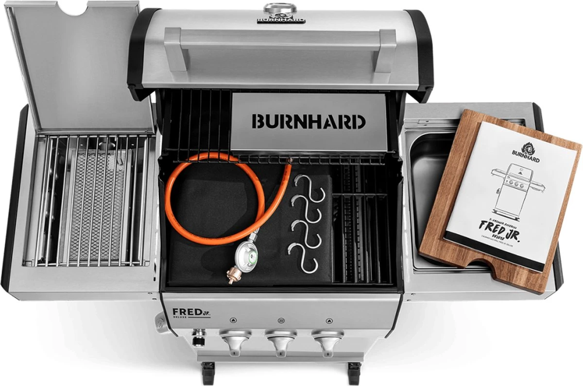 Burnhard Gas BBQ FRED JR. Deluxe - 2 Branders - Incl. Keramische Infraroodbrander & Afdekhoes - Deluxe Burnhard Gas BBQ FRED JR. Deluxe - 2 Branders - Incl. Keramische Infraroodbrander & Afdekhoes - Deluxe -Beroemde Keukenserie Winkel 1200x796 4