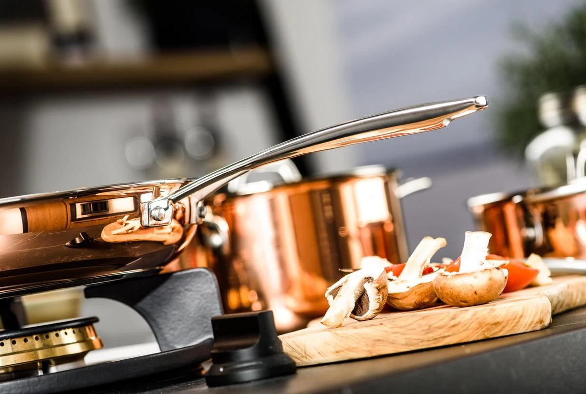 Koekenpan Ø26cm met deksel - inductie - koper - DUCQ Koekenpan Ø26cm Met Deksel - Inductie - Koper - DUCQ -Beroemde Keukenserie Winkel