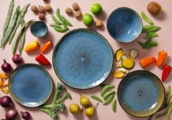 Palmer Serviesset Lotus Stoneware 6-persoons 24-delig Zwart Turquoise -Beroemde Keukenserie Winkel 1200x838