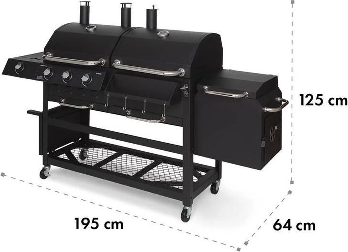 Klarstein Kingsville Double barbecue - Houtskool- en gasbarbecue - Smoker BBQ - Inclusief deksels en thermometer - Met 2 roosters - Zwart Klarstein Kingsville Double Barbecue - Houtskool- En Gasbarbecue - Smoker BBQ - Inclusief Deksels En Thermometer - Met 2 Roosters - Zwart -Beroemde Keukenserie Winkel 1200x870 4
