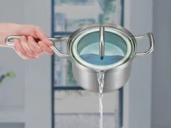 BK Q-linair Master Glas Pannenset - 5-delig - Glazen Deksel - Veilig Afgietsysteem - Inductie -Beroemde Keukenserie Winkel 1200x897