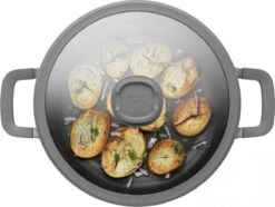 BergHOFF Leo Hapjespan Stone - 28 Cm - Met Glazen Deksel -Beroemde Keukenserie Winkel 1200x904 1