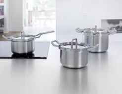 BK Q-linair Master Glas Pannenset - 5-delig - Glazen Deksel - Veilig Afgietsysteem - Inductie -Beroemde Keukenserie Winkel 1200x934