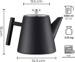 Silberthal - Theepot Met Filter - 1 L - RVS Dubbelwandig - Zwart - Cadeau -Beroemde Keukenserie Winkel 1200x986 2