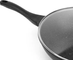 Swiss Pro+ Wokpan - Met Glazen Deksel - 28cm - Zwart -Beroemde Keukenserie Winkel 1200x997