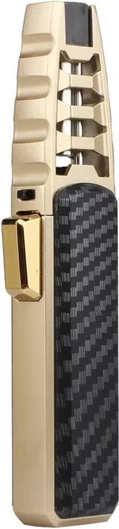 Merkloos Turbo Jetflame Aansteker - Gasbrander - Vuurwerk Torch - Crème Brûlée Brander - BBQ En Sigaren Aansteker - Windproof - Carbon Met Goudkleurige Metalen Behuizing -Beroemde Keukenserie Winkel 272x1200 1