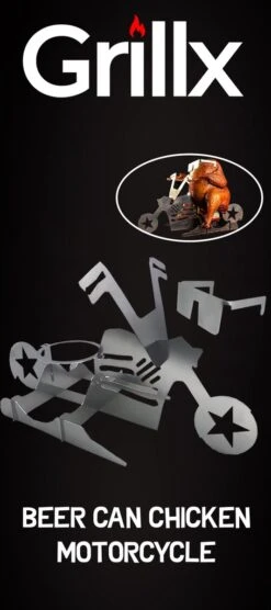 GrillX Beer Can Chicken Houder - Kiphouder Motorcycle - BBQ Accesoires - Bierkip - Barbeque Gereedschap - Chicken Sitter -Beroemde Keukenserie Winkel 533x1200