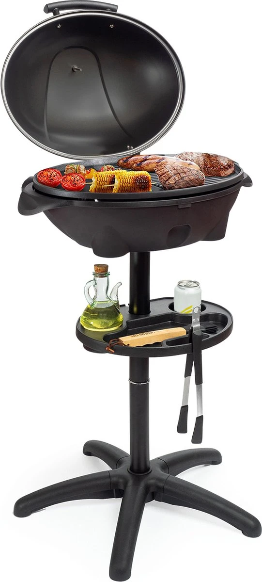 KitchenBrothers Elektrische BBQ - met Grillplaat - Anti-aanbaklaag - Incl. Plank/Houders - Grilloppervlak 46,5x33,8cm - tot 300°C - 2400W - Zwart KitchenBrothers Elektrische BBQ - Met Grillplaat - Anti-aanbaklaag - Incl. Plank/Houders - Grilloppervlak 46,5x33,8cm - Tot 300°C - 2400W - Zwart -Beroemde Keukenserie Winkel