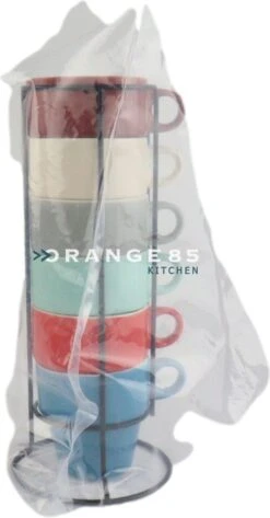 Orange85 Koffiekopjes - Met Houder - Set Van 6 - Gekleurd - 300 Ml - Keramiek -Beroemde Keukenserie Winkel 626x1200