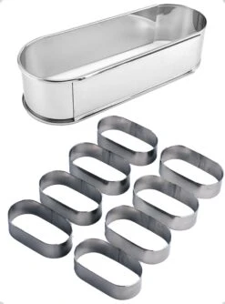 Sloffenring Taartvorm Set Met 8x Sloffenvorm Bakvorm En 1x Verstelbaar Bakframe – Slofvorm – Slofring – Slof Rond – Bakring Ovaal – Taartring – Kookring – Garneerring