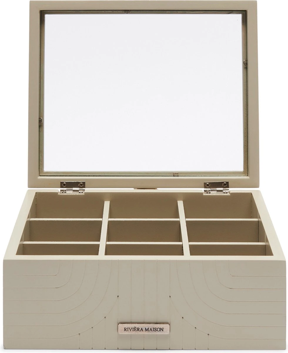 Riviera Maison theedoos 6 vakjes, transparante deksel - Room 48 Tea Box - Grijs - MDF, Glas Riviera Maison Theedoos 6 Vakjes, Transparante Deksel - Room 48 Tea Box - Grijs - MDF, Glas -Beroemde Keukenserie Winkel 980x1200 1